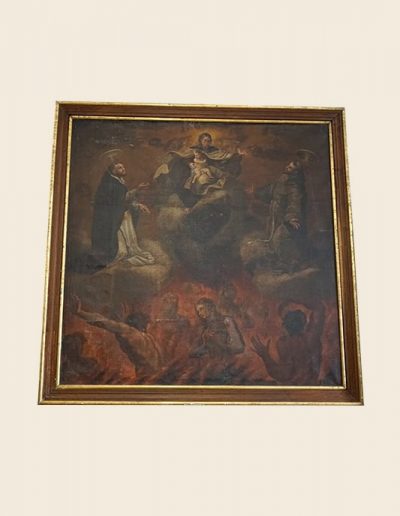 La Virgen María, Santo Domingo de Guzmán y San Francisco con las Ánimas del Purgatorio