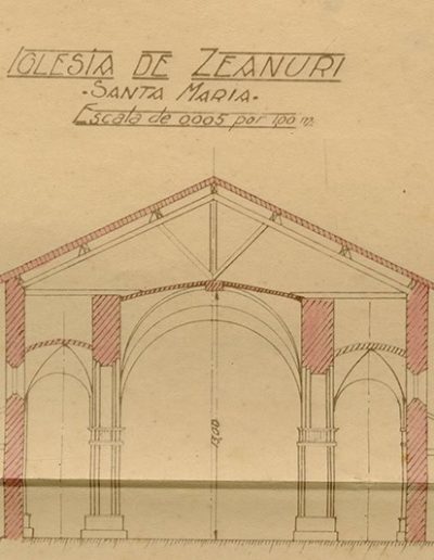 Proyecto de nueva iglesia. Sección transversal